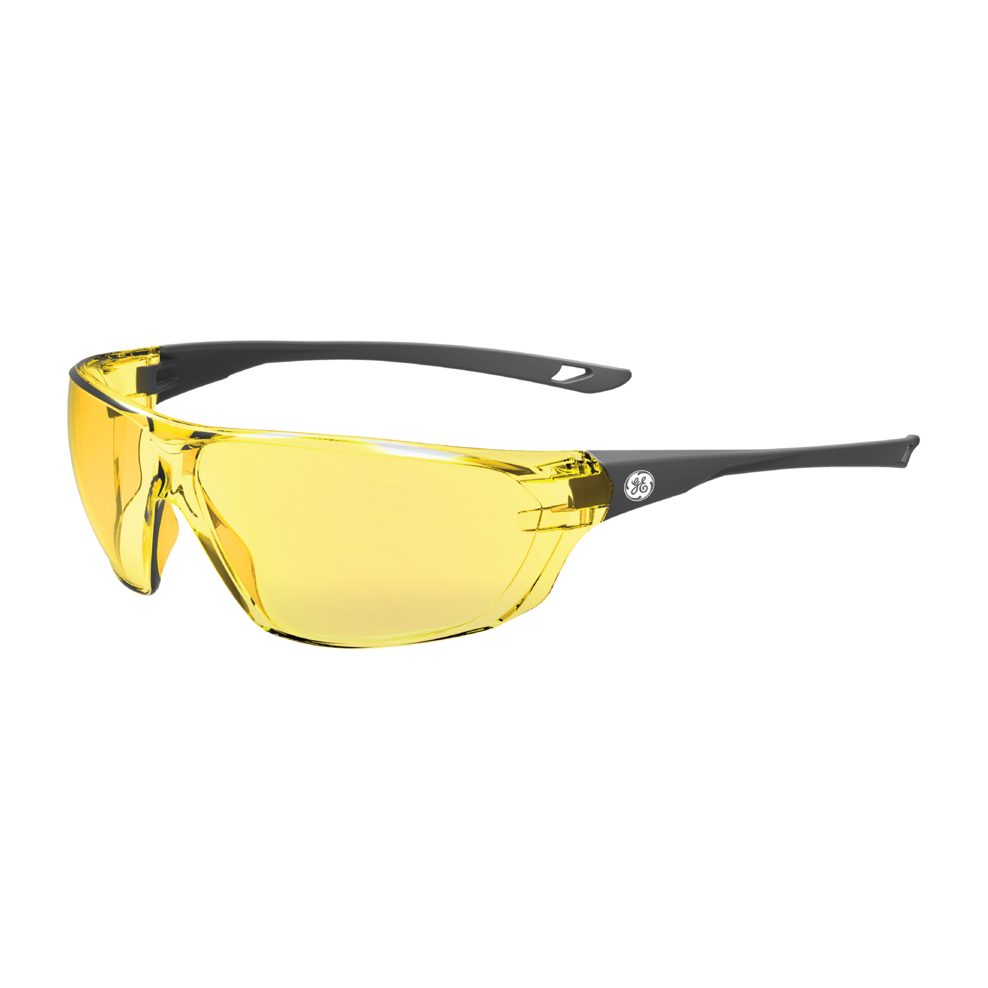 General Electric, Safety Glasses, Amber Lens, Anti FogScratch, Frame Color Gray, Lens Color Amber, ANSI Z87 Compliant, Model# GE203AAF